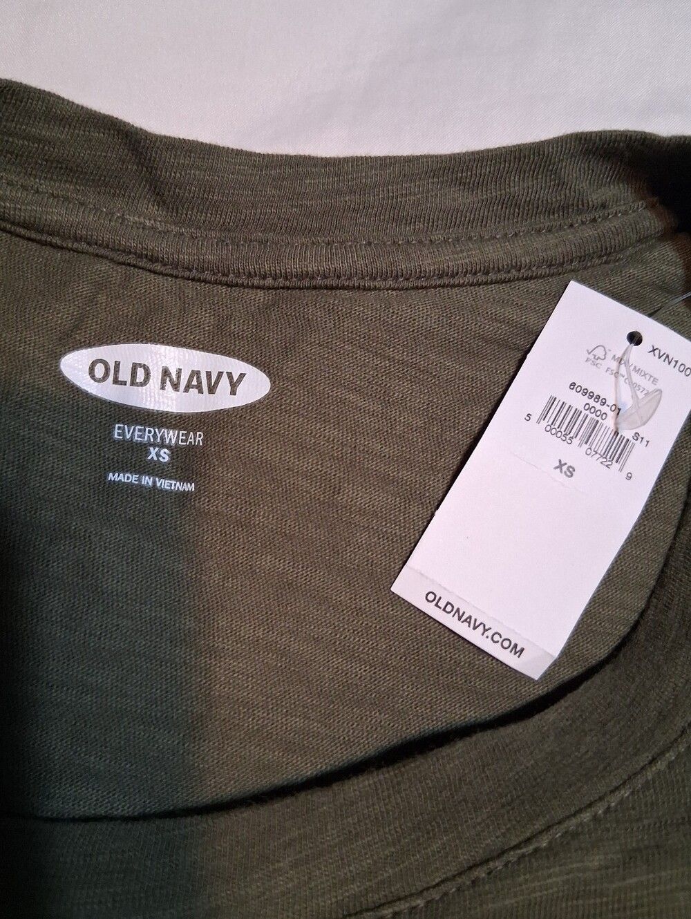 Old Navy Olive Green EveryWear Long-Sleeve Crew-Neck T-Shirt Women's Size XS - Picture 2 of 8